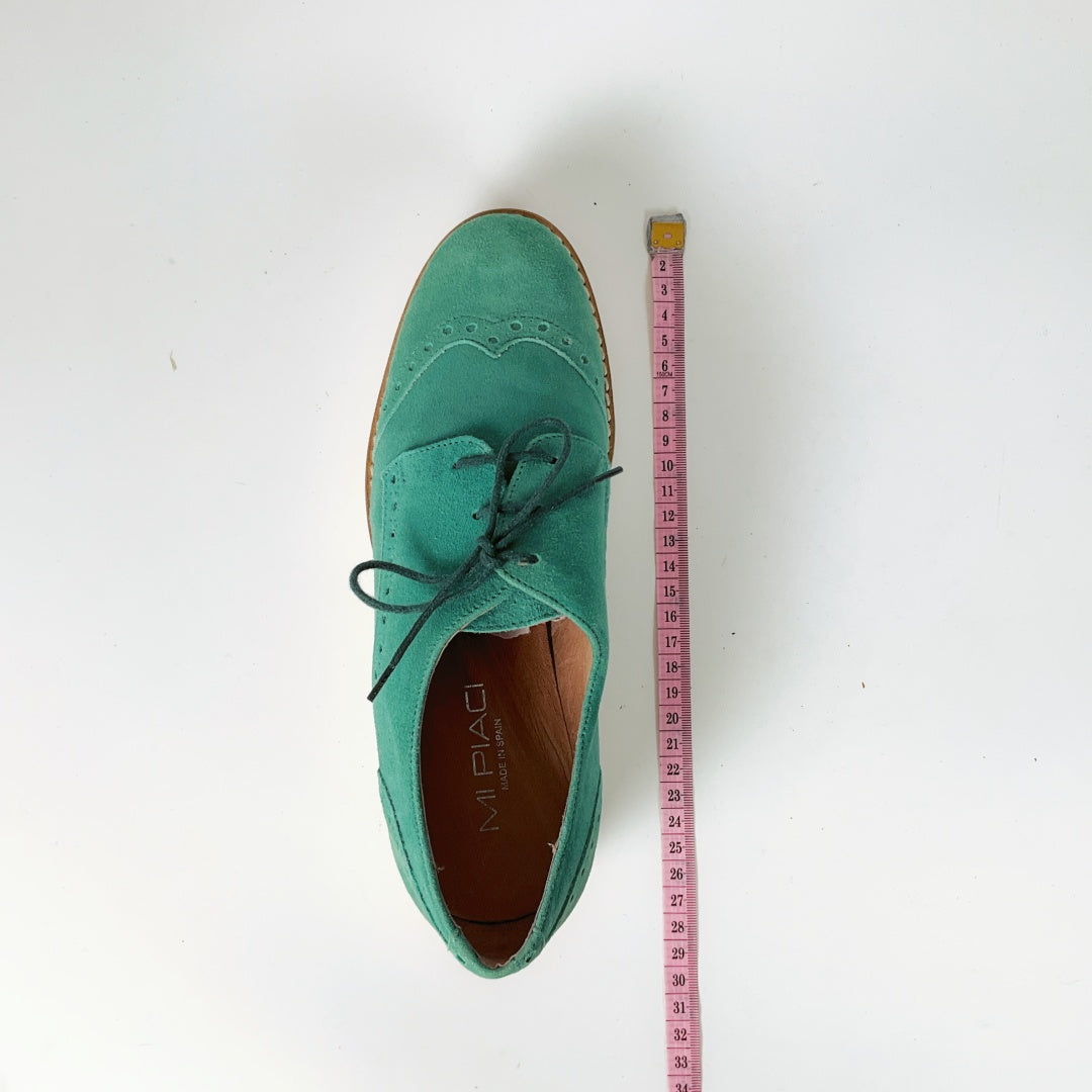 Mi Piaci - Teal Derby Shoes