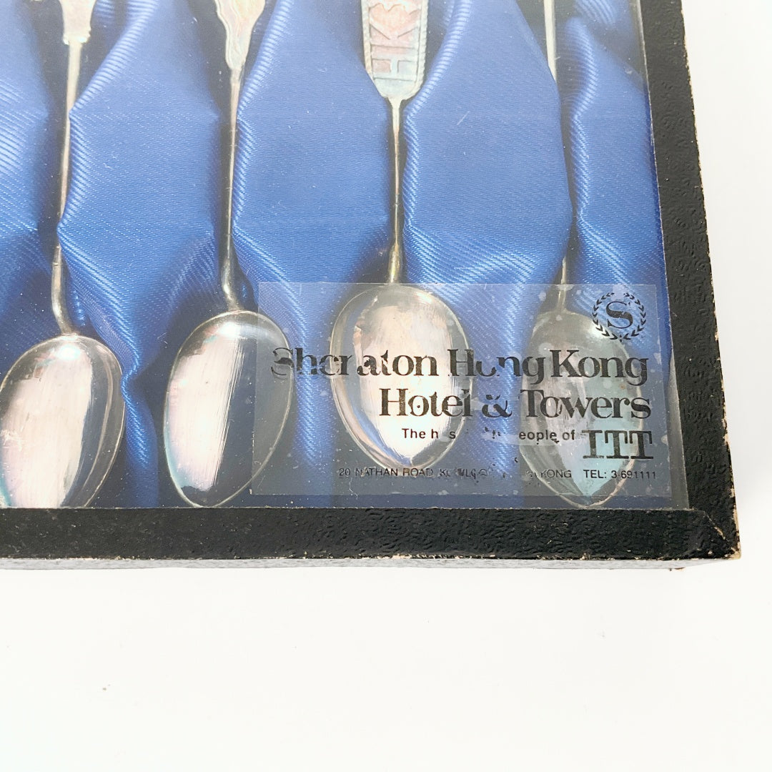 Vintage Sheraton Hong Kong Hotel & Towers Collectible Spoon Set - Original Box (6 pcs)
