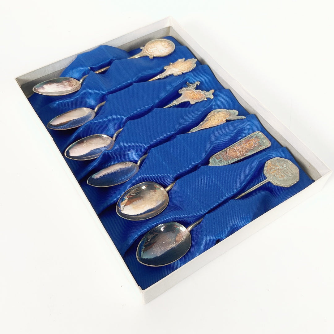 Vintage Sheraton Hong Kong Hotel & Towers Collectible Spoon Set - Original Box (6 pcs)