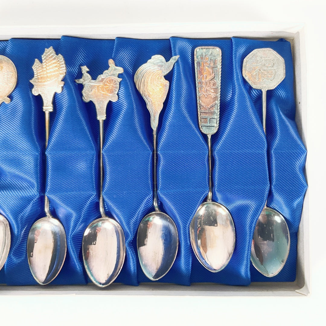 Vintage Sheraton Hong Kong Hotel & Towers Collectible Spoon Set - Original Box (6 pcs)