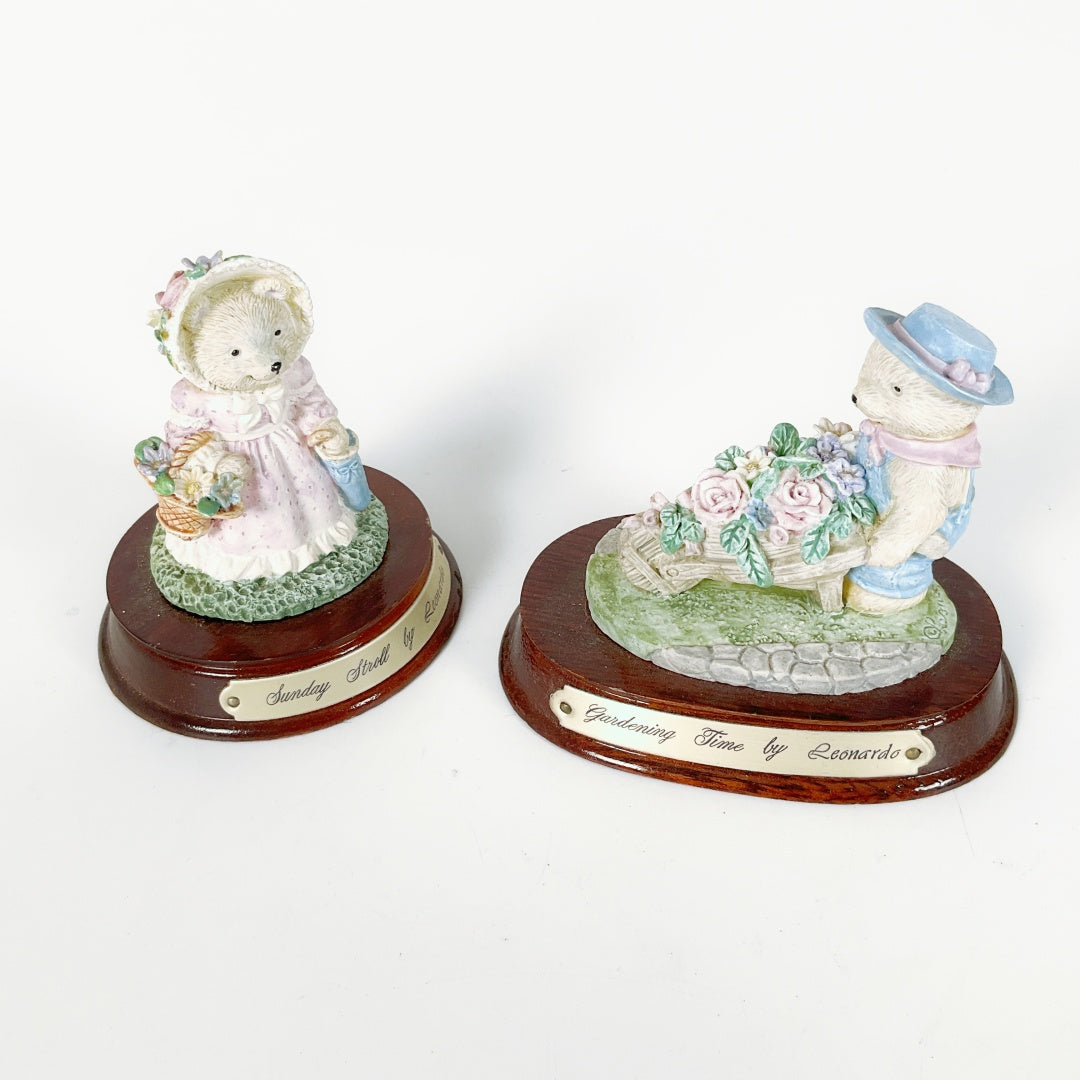 Leonardo Collectible Teddy Bear Figurines - Sunday Stroll & Gardening Time