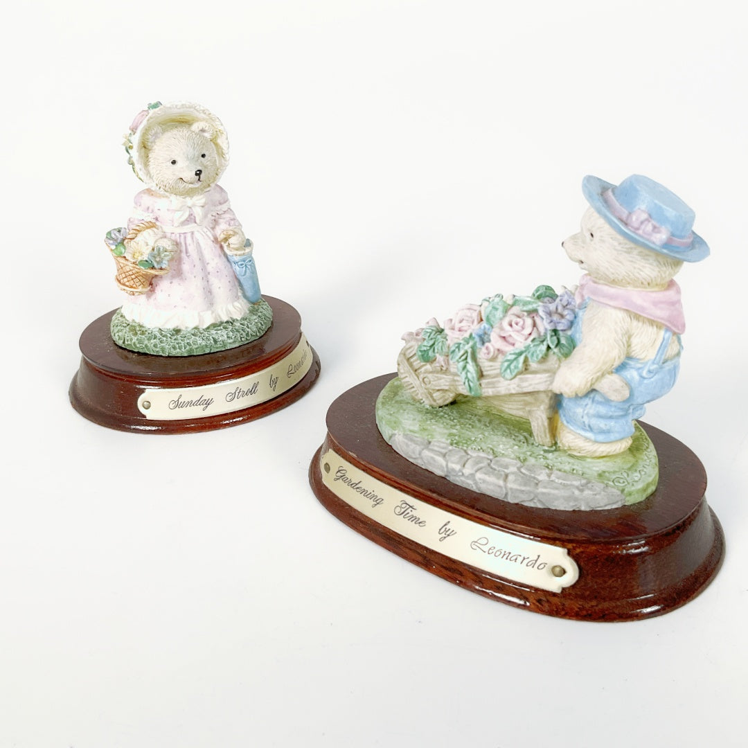 Leonardo Collectible Teddy Bear Figurines - Sunday Stroll & Gardening Time