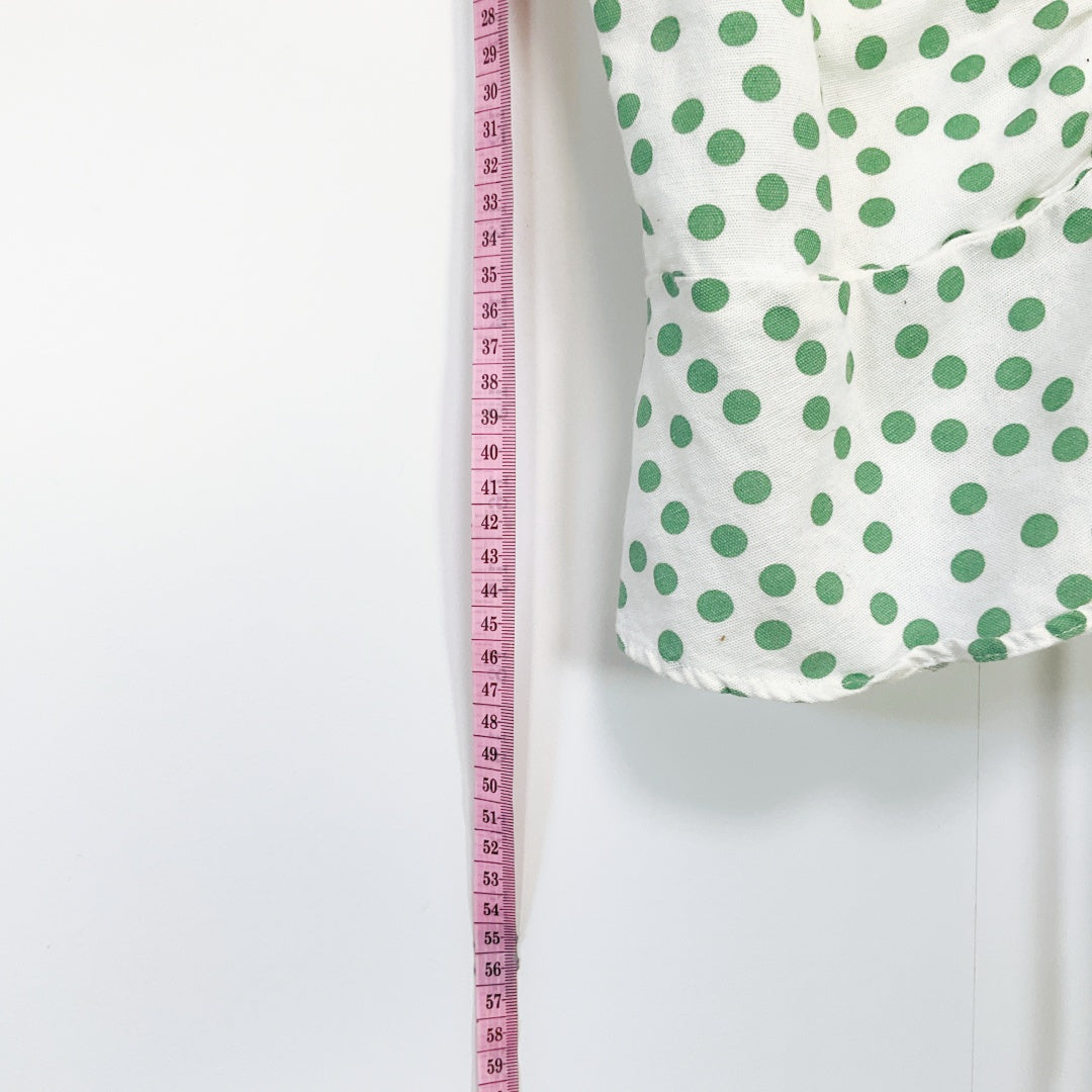 Zara - White Top with Green Dots & Front Tie
