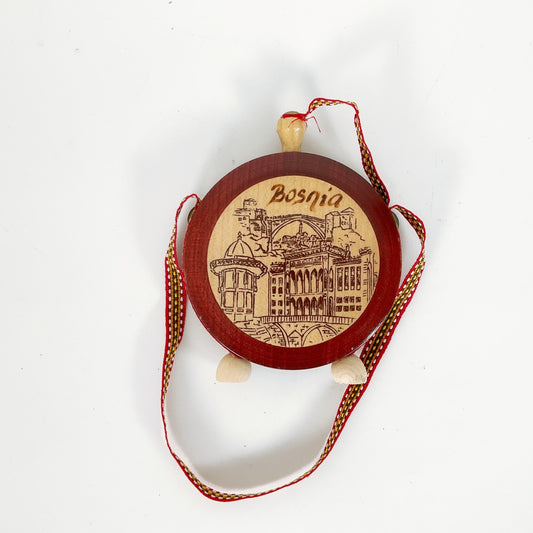 Bosnia Wooden Souvenir Flask Ornament – Decorative Miniature (10.5cm)