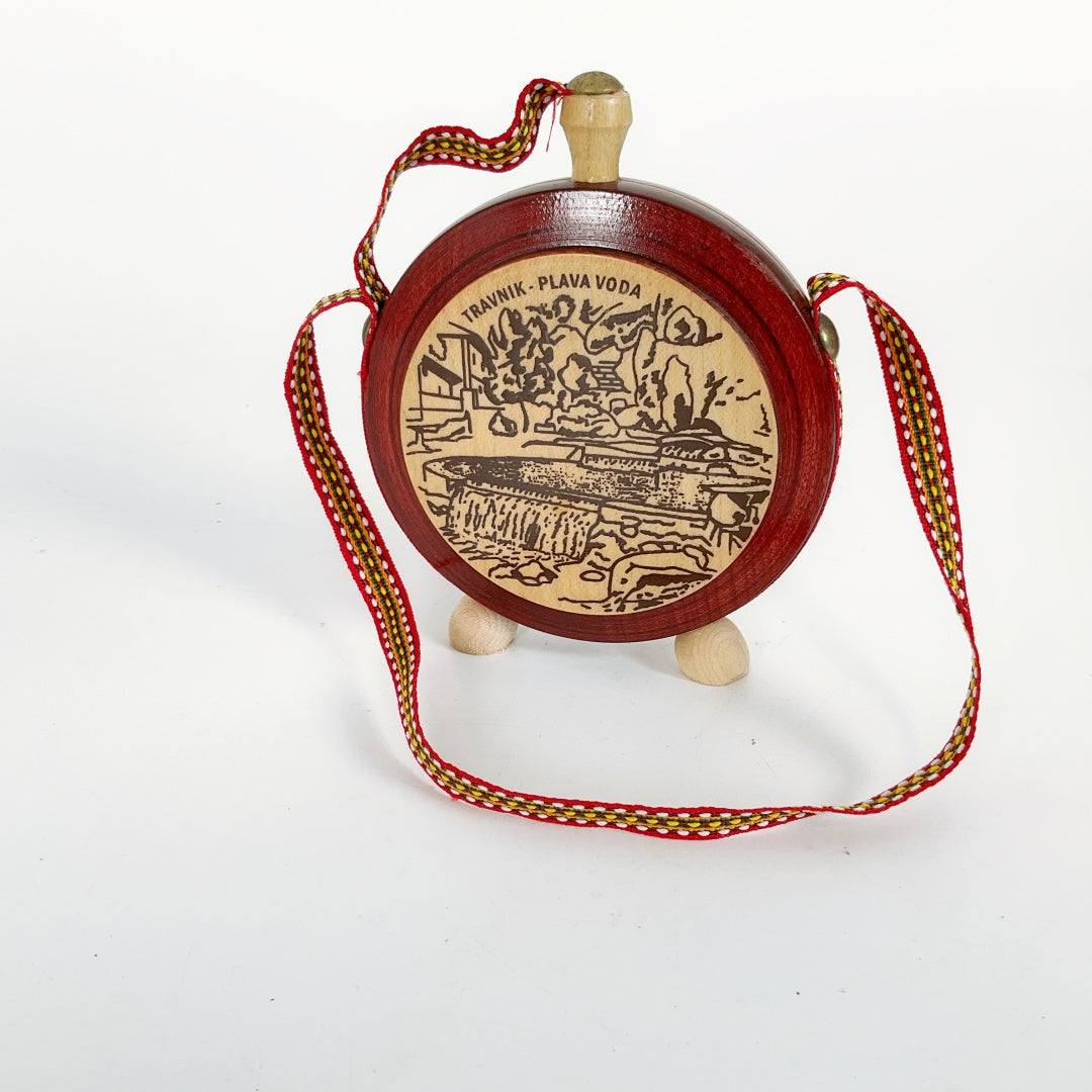 Bosnia Wooden Souvenir Flask Ornament – Decorative Miniature (10.5cm)
