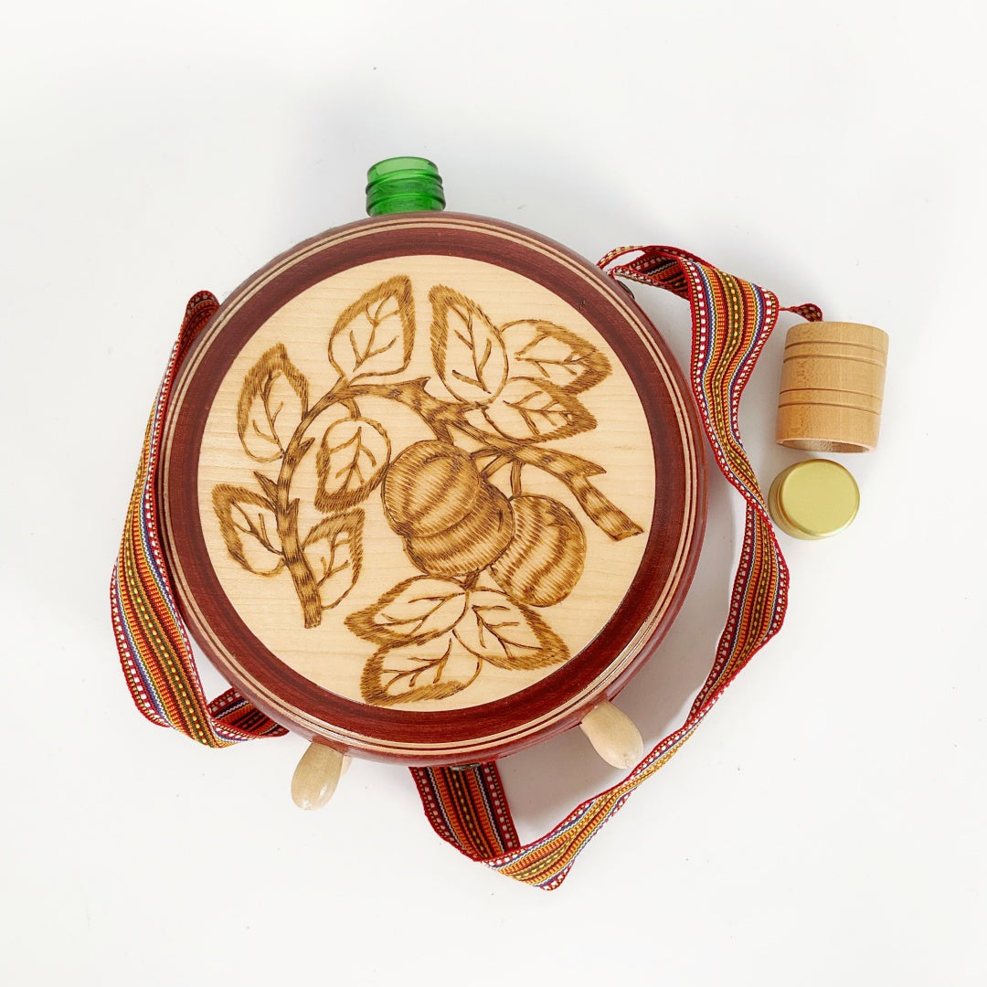 Large Bosnia Wooden Souvenir Flask – Functional Wooden Bottle (17.5cm)