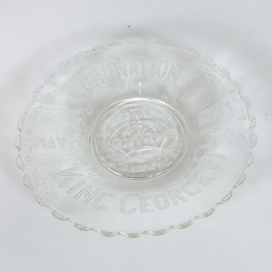 Pressed Glass Coronation Plate - King George VI