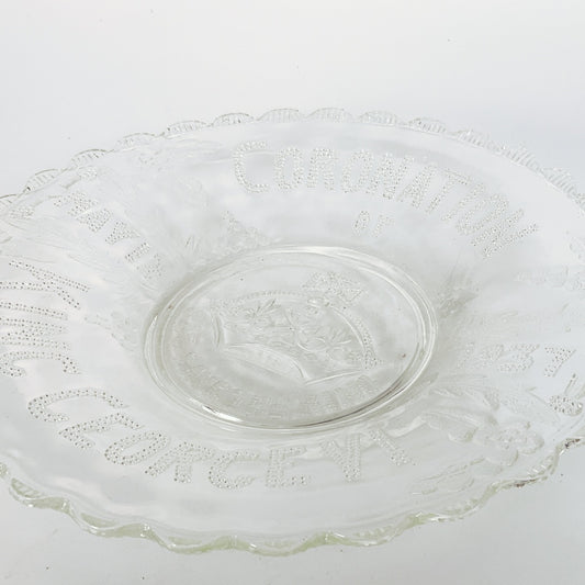 Pressed Glass Coronation Plate - King George VI
