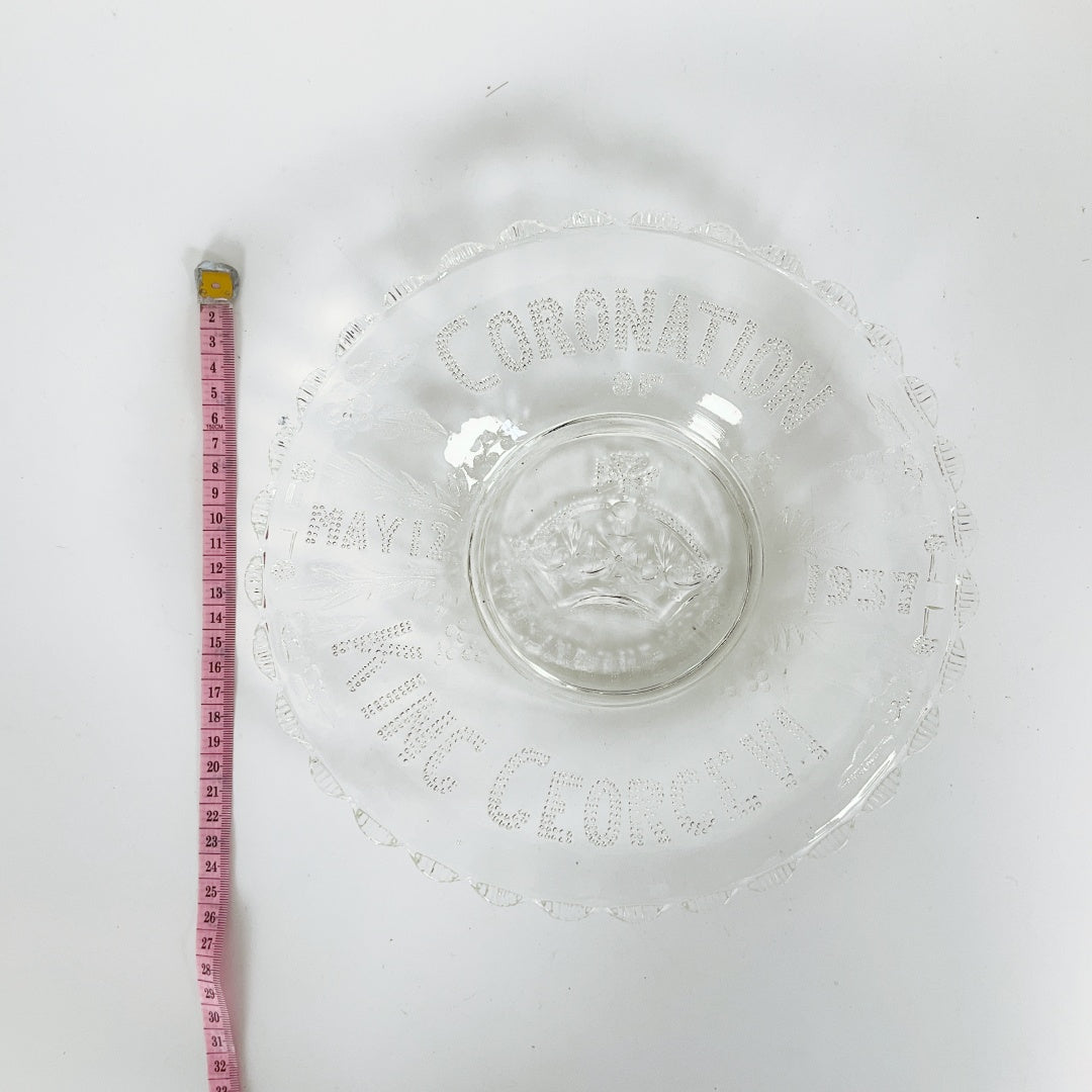 Pressed Glass Coronation Plate - King George VI