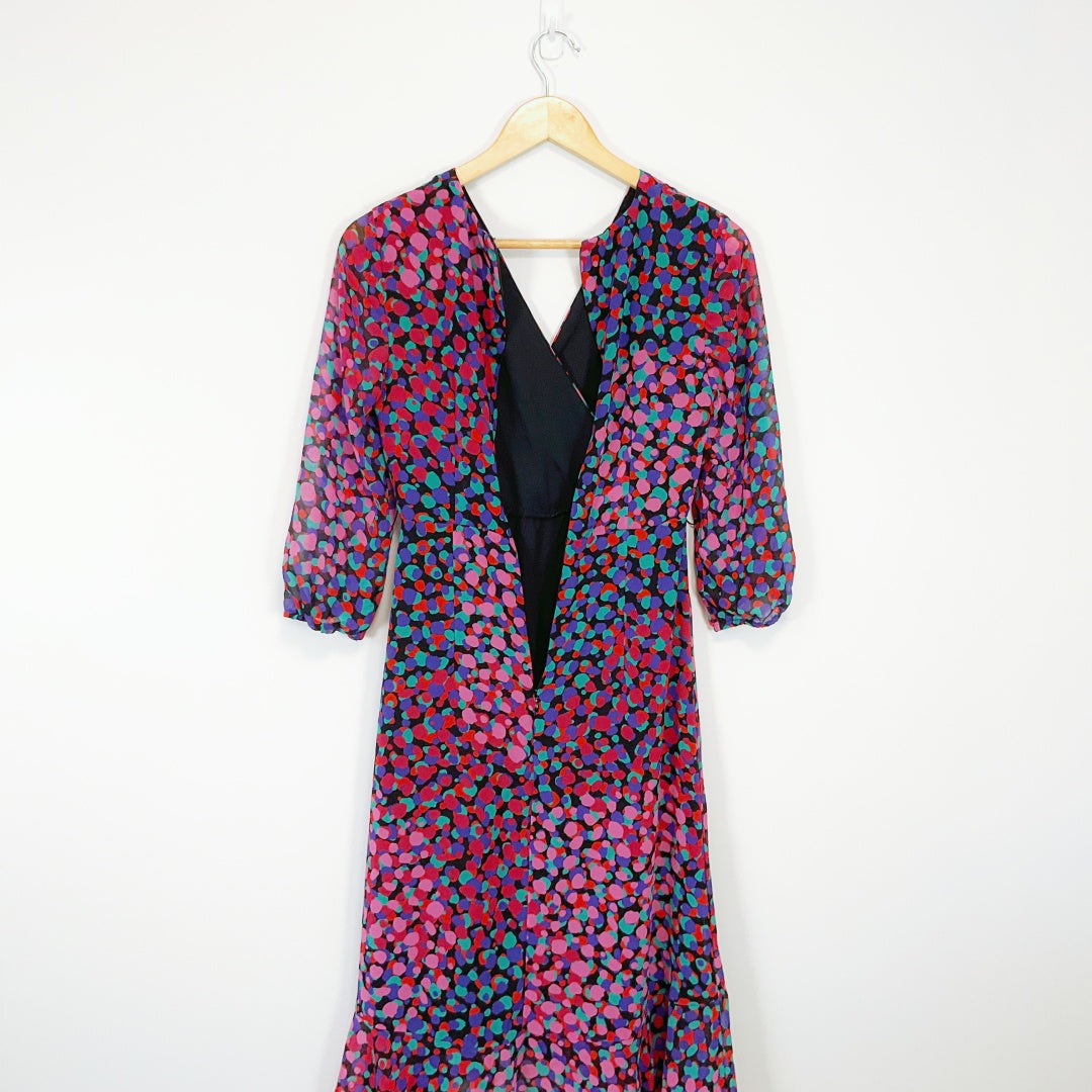 Jacqui E - Dotted Wrap Midi Dress