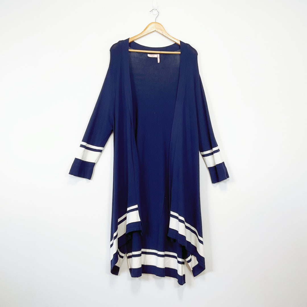 Millers - Navy Long Cardigan with White Strips