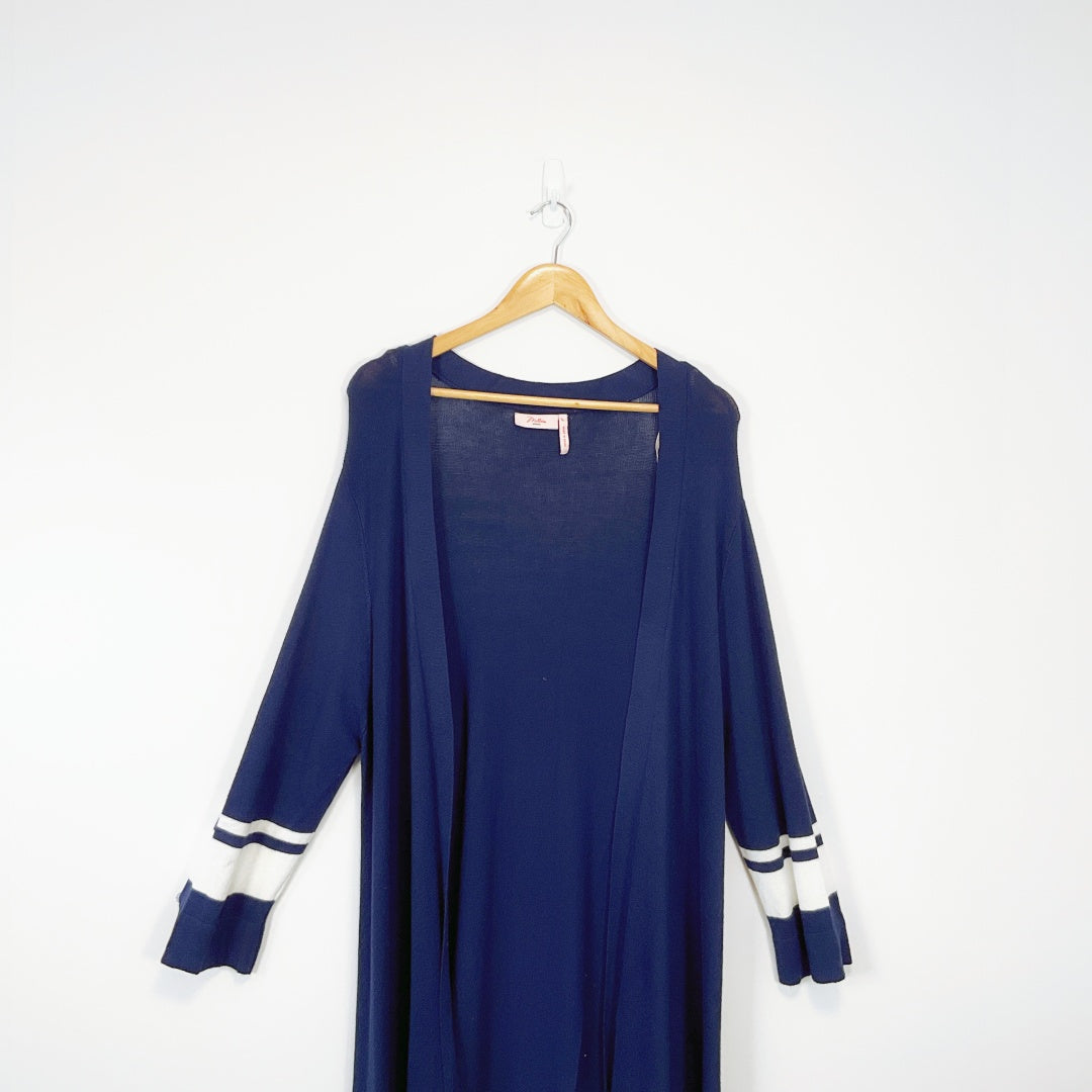 Millers - Navy Long Cardigan with White Strips