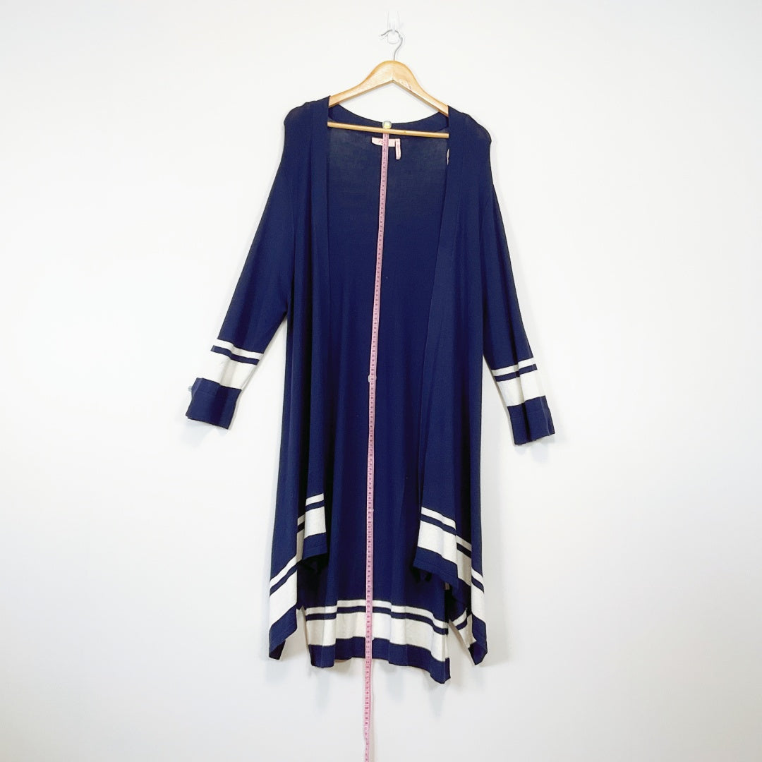 Millers - Navy Long Cardigan with White Strips