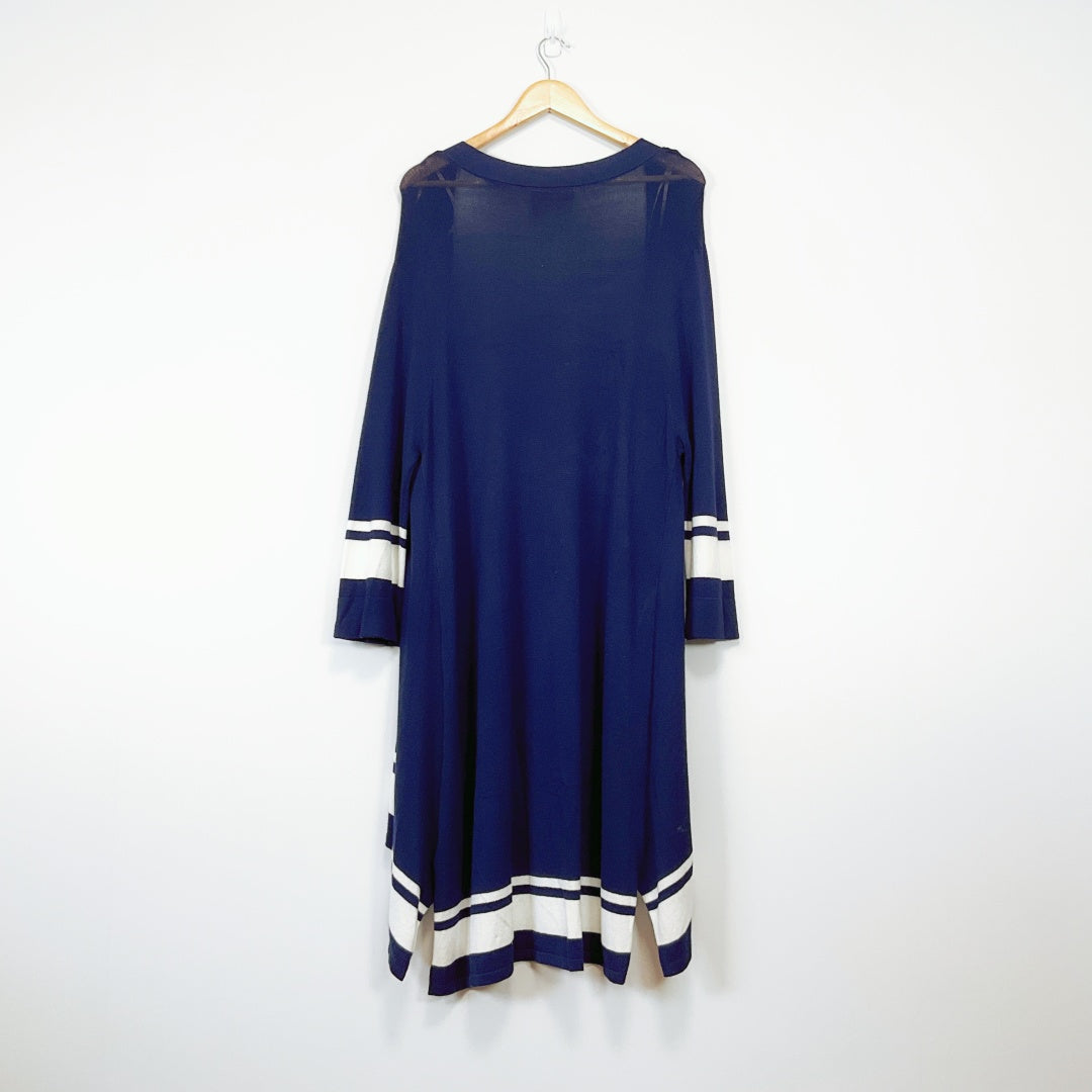 Millers - Navy Long Cardigan with White Strips