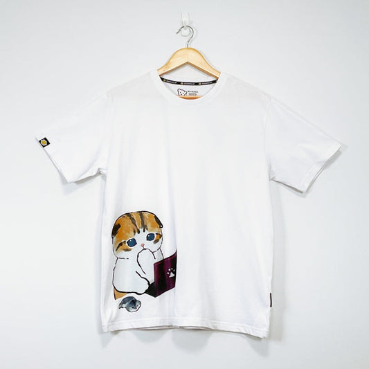 Growing Up - White T-shirt with Cat Design