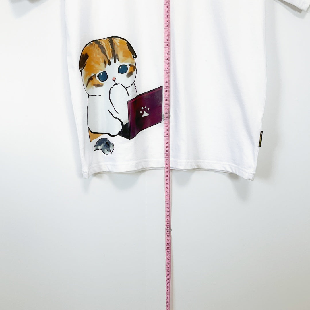 Growing Up - White T-shirt with Cat Design