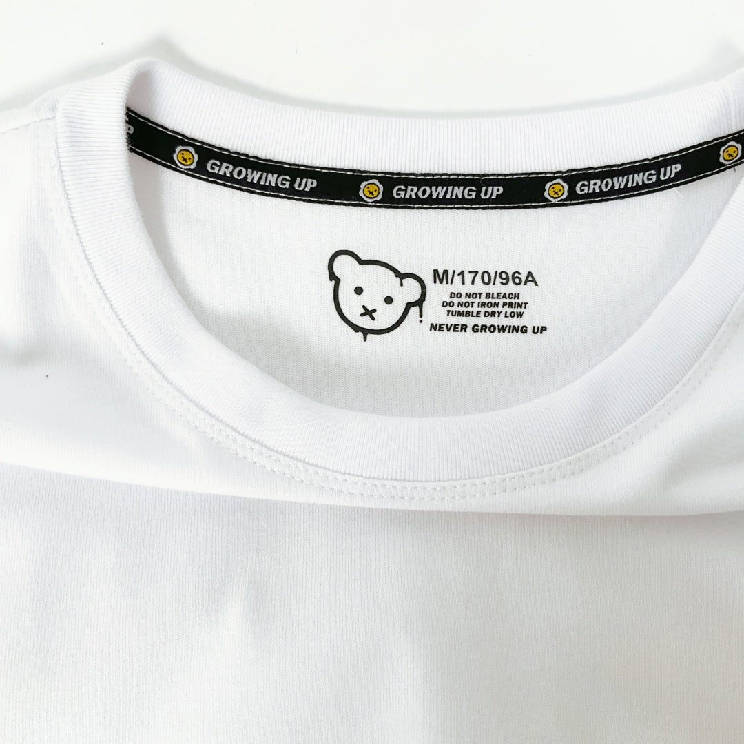 Growing Up - White T-shirt with Cat Design