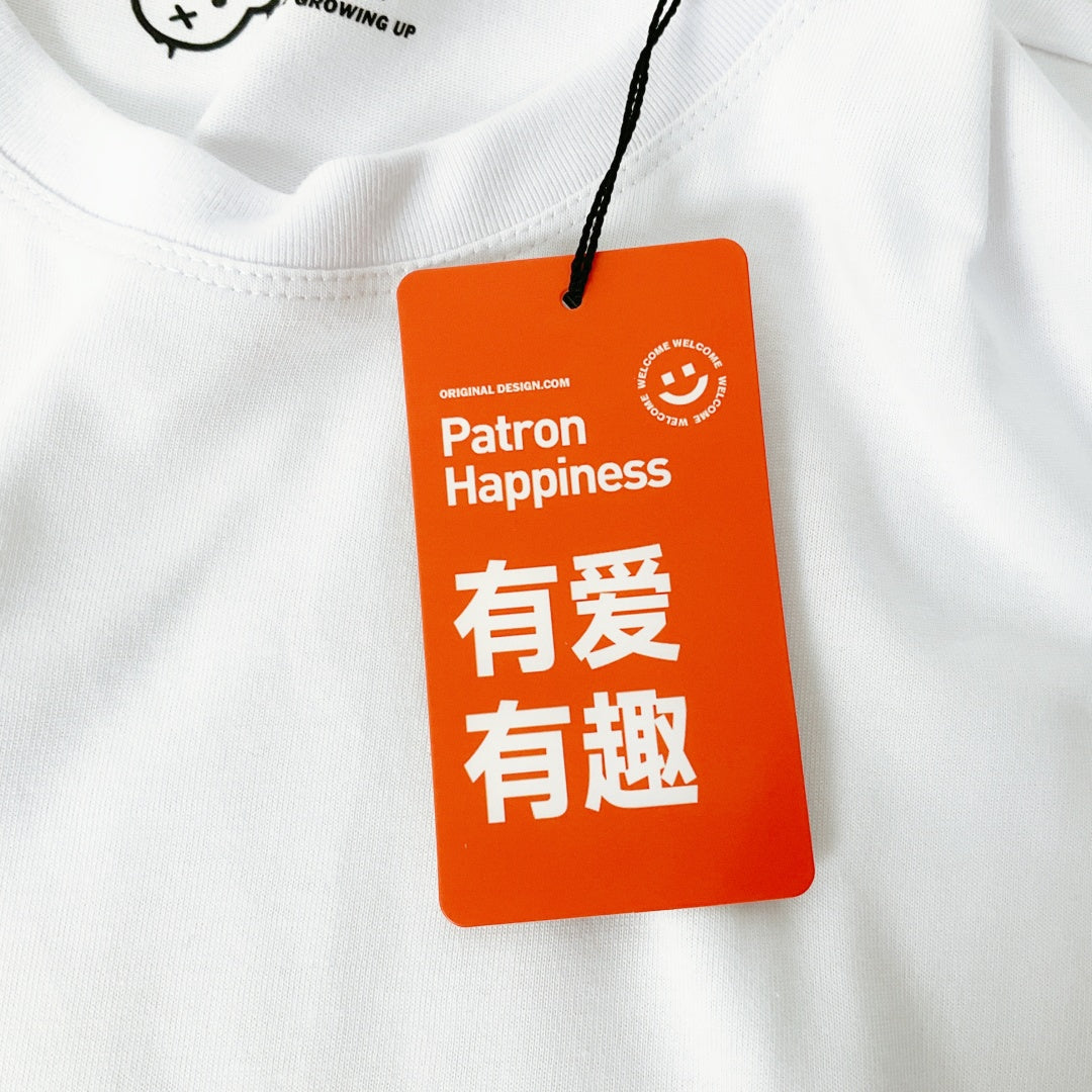 Growing Up - White T-shirt with Cat Design