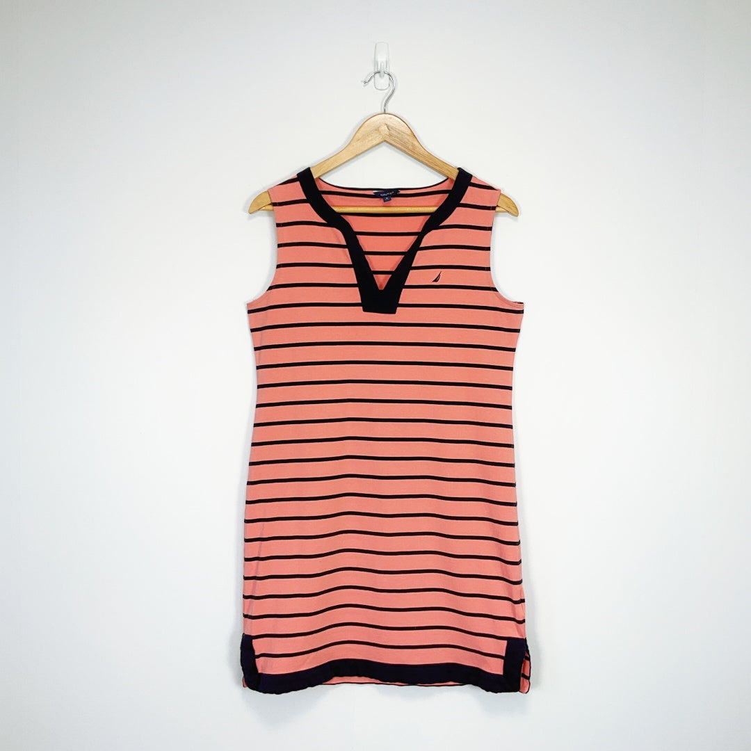 Nautica - Coral + Navy Strip Dress