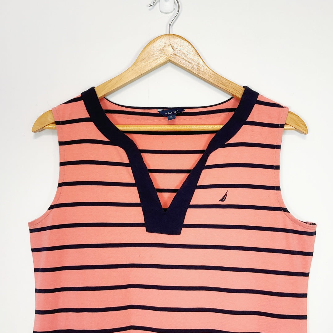 Nautica - Coral + Navy Strip Dress