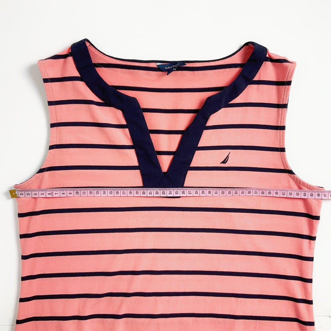 Nautica - Coral + Navy Strip Dress