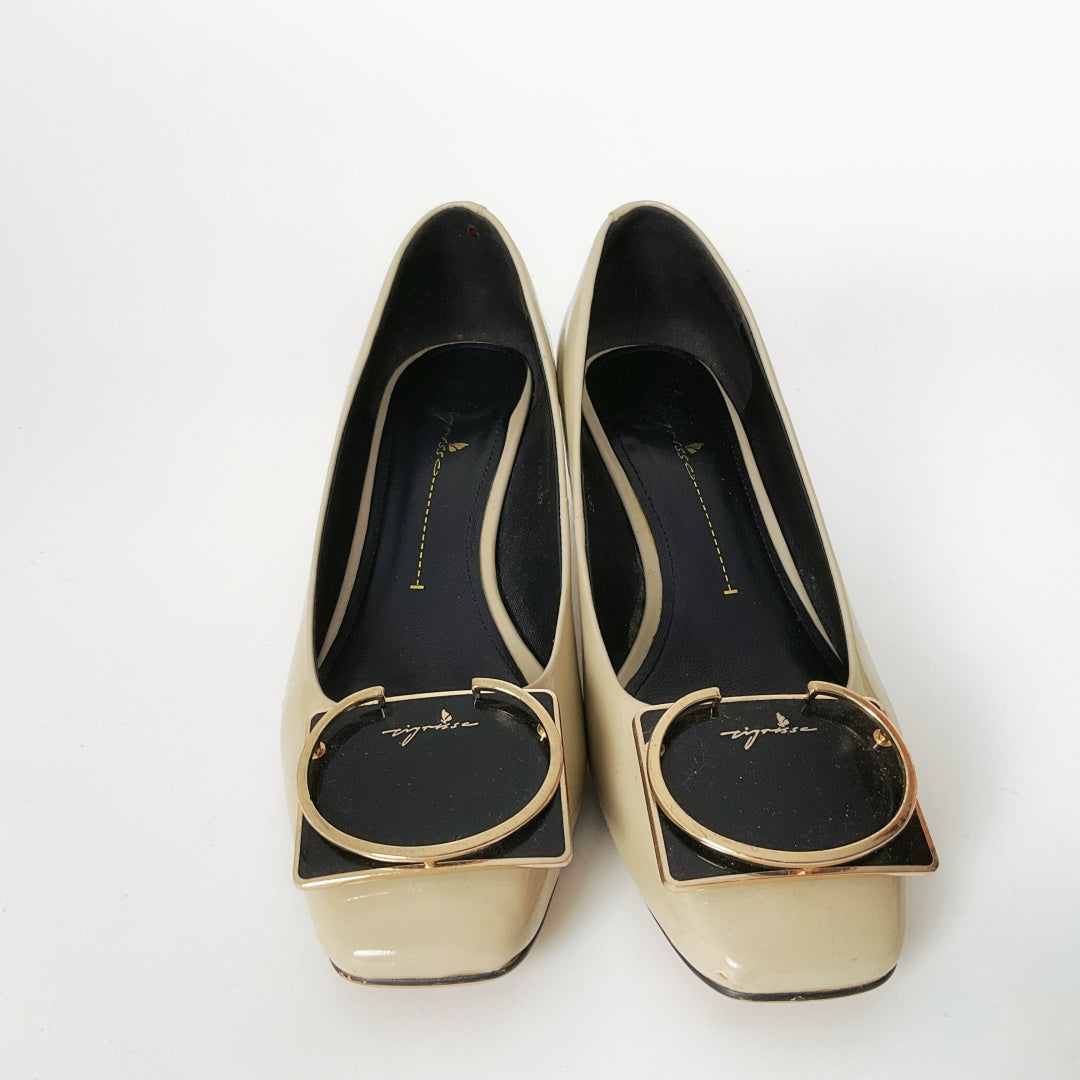 Vignisso Cream Square-toe Block Heel Pumps