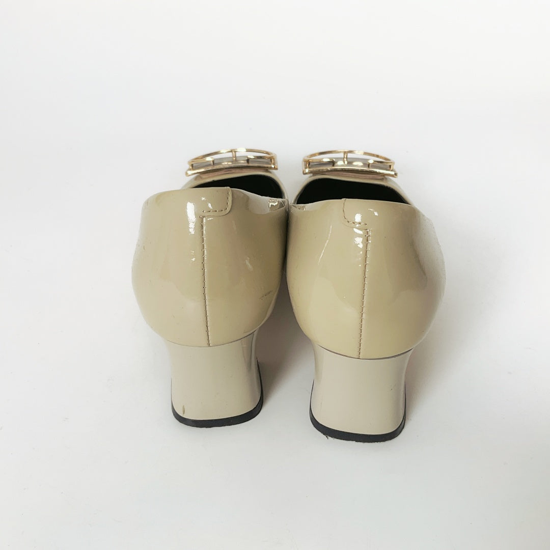 Vignisso Cream Square-toe Block Heel Pumps