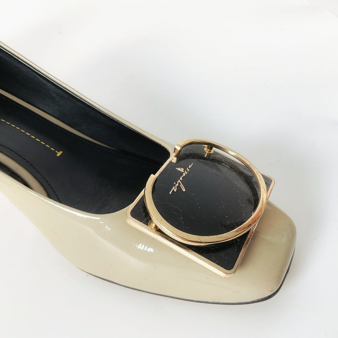 Vignisso Cream Square-toe Block Heel Pumps