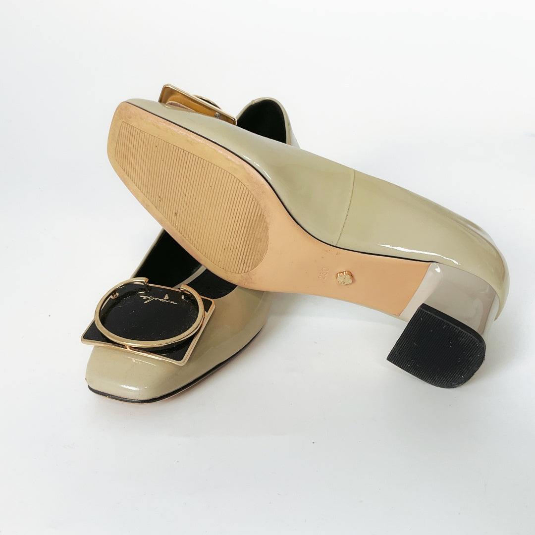 Vignisso Cream Square-toe Block Heel Pumps