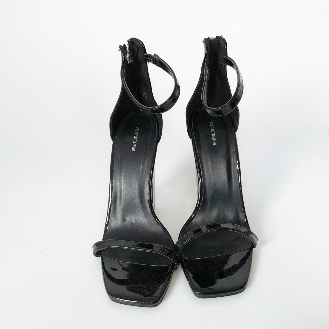 Pretty Little Things - Black PU Square Toe Heels