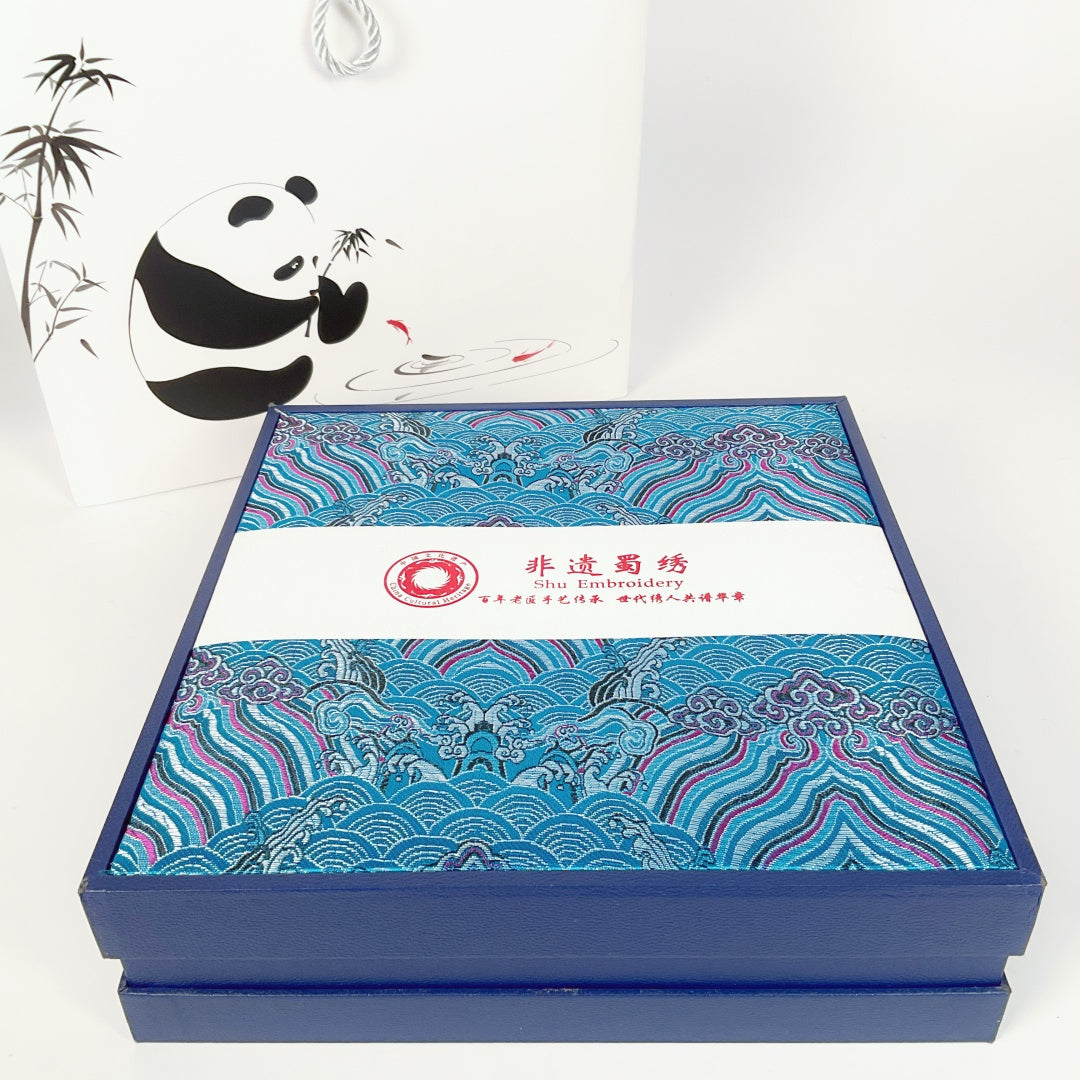 Shu Embroidery Handmade Double-Sided Panda Display Screen