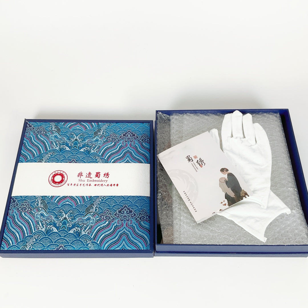 Shu Embroidery Handmade Double-Sided Panda Display Screen