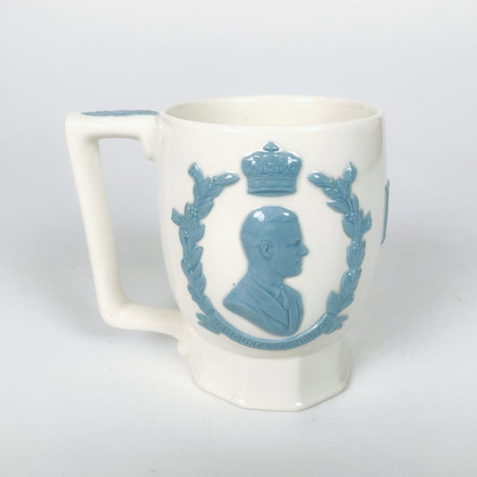 Vintage Wedgewood Embossed Queensware QE II Coronation Mug 1953 - Made in England