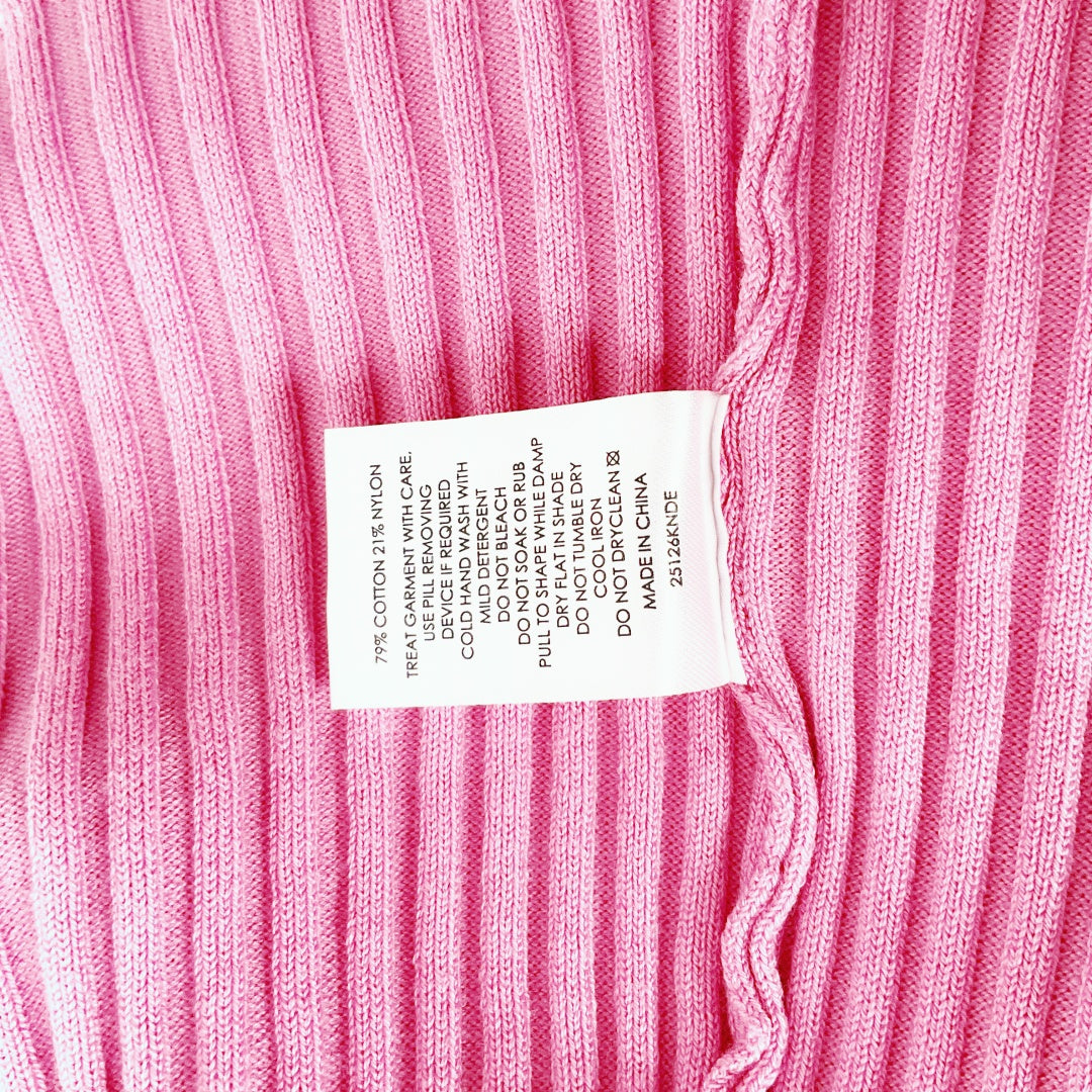 DECJUBA - Pink Ribbed Off-the-Shoulder Knit Top