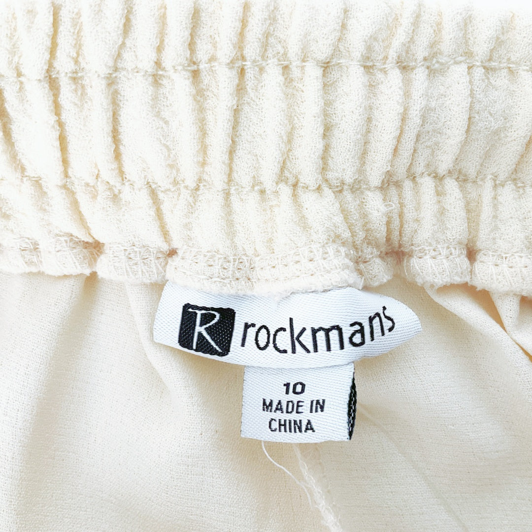 Rockmans - Cream Wide Leg Track Pants with Pink Side Stripe