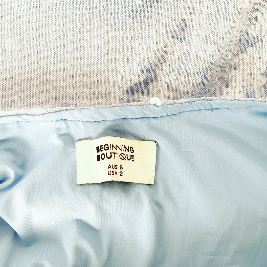 Beginning Boutique - Blue Long Sleeve Sequin Mini Dress