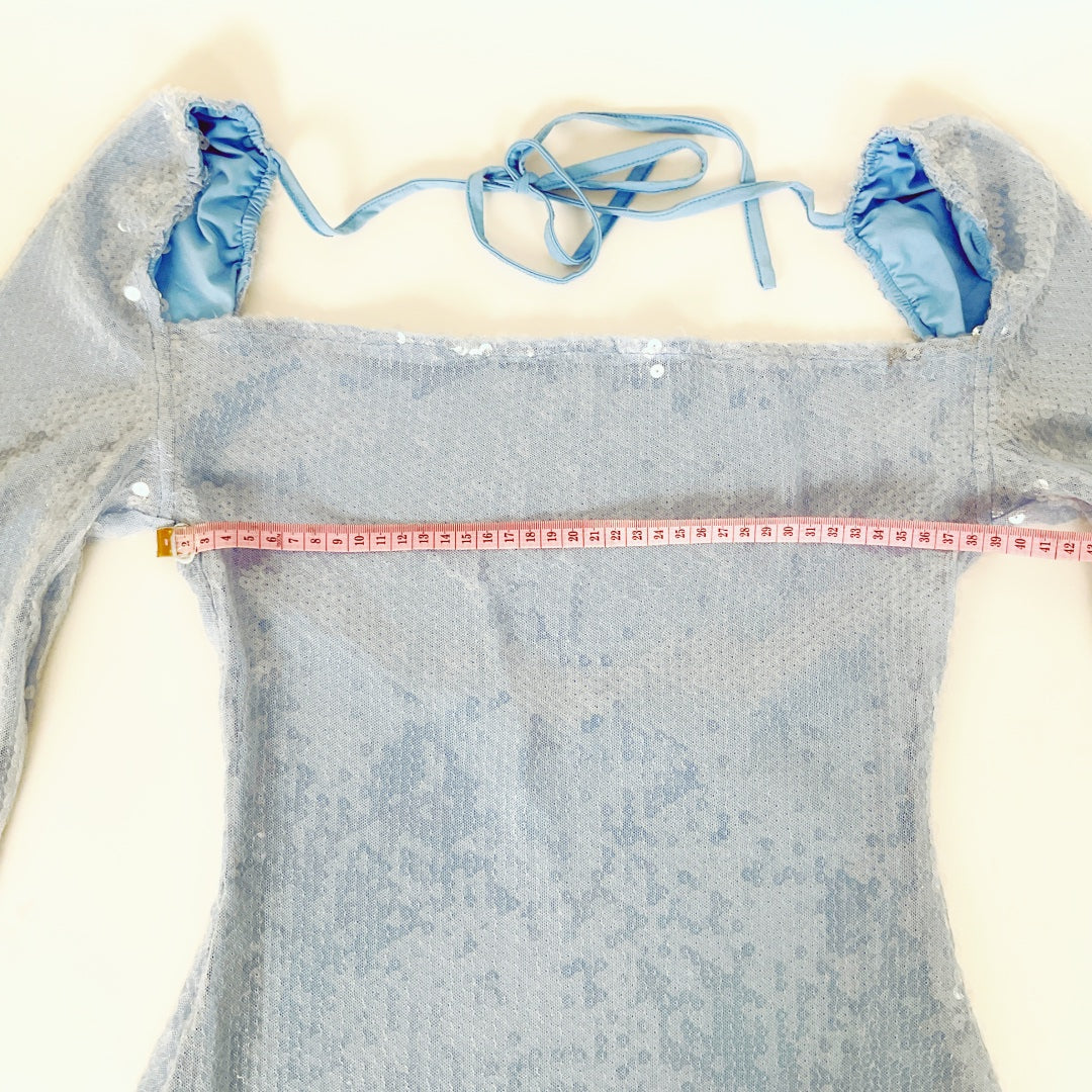 Beginning Boutique - Blue Long Sleeve Sequin Mini Dress