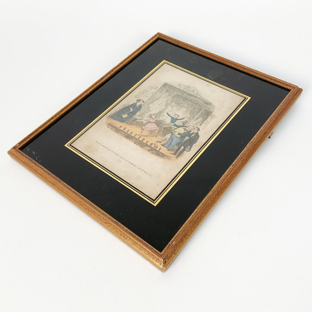 Antique Framed “Nicholas Nickleby” Book Illustration Print by Hablot K. Browne (Phiz) – Victorian Era