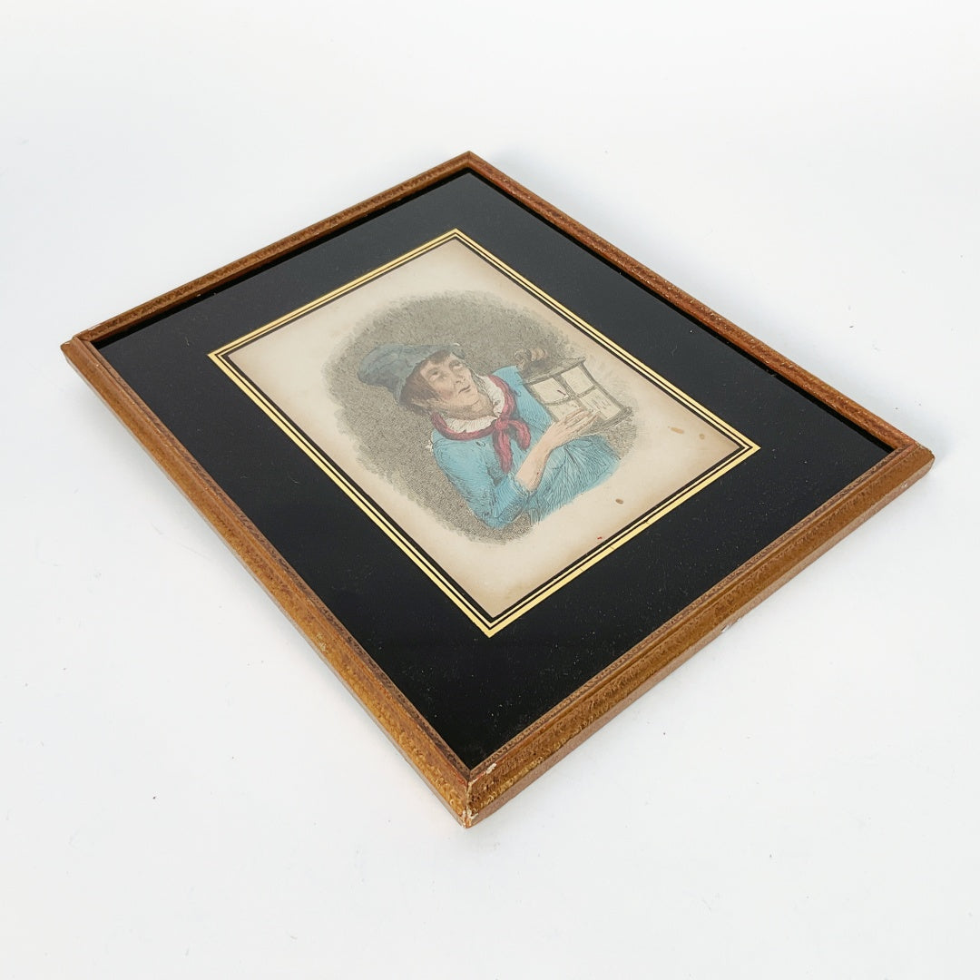 Antique Dickens Martin Chuzzlewit Steel Engraving – Mrs. Gamp – Framed (21 × 26 cm)