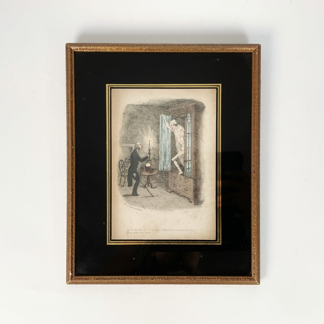Antique Framed Oliver Twist Book Illustration Print by Thomas Onwhyn