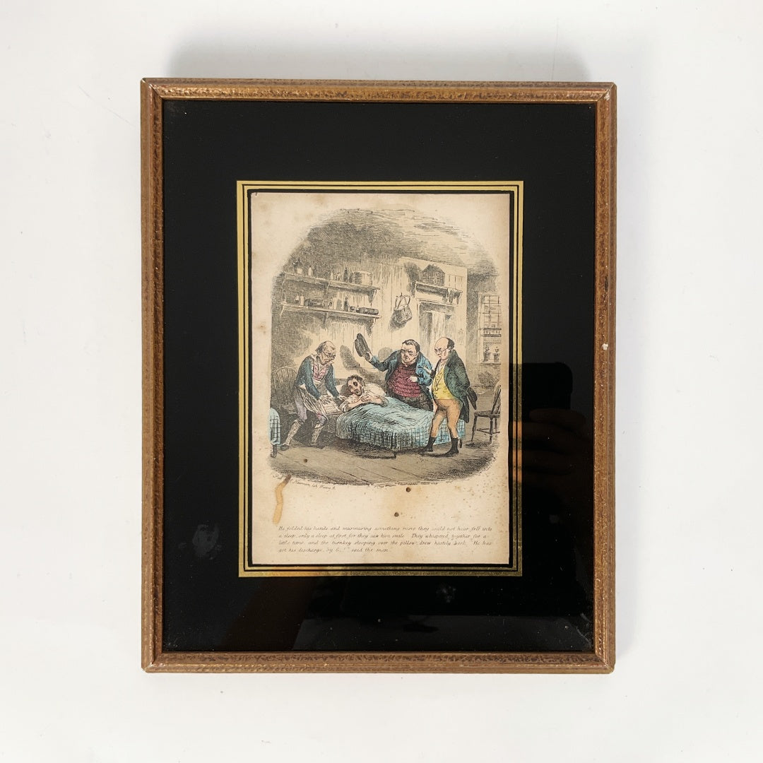 Antique Framed Oliver Twist Illustration Print by Thomas Onwhyn – Victorian