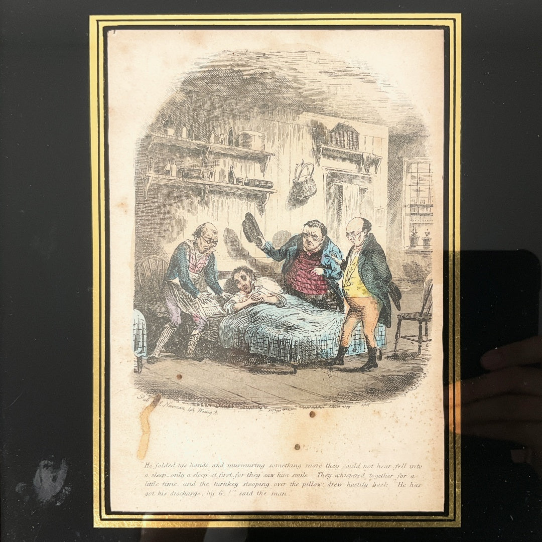 Antique Framed Oliver Twist Illustration Print by Thomas Onwhyn – Victorian