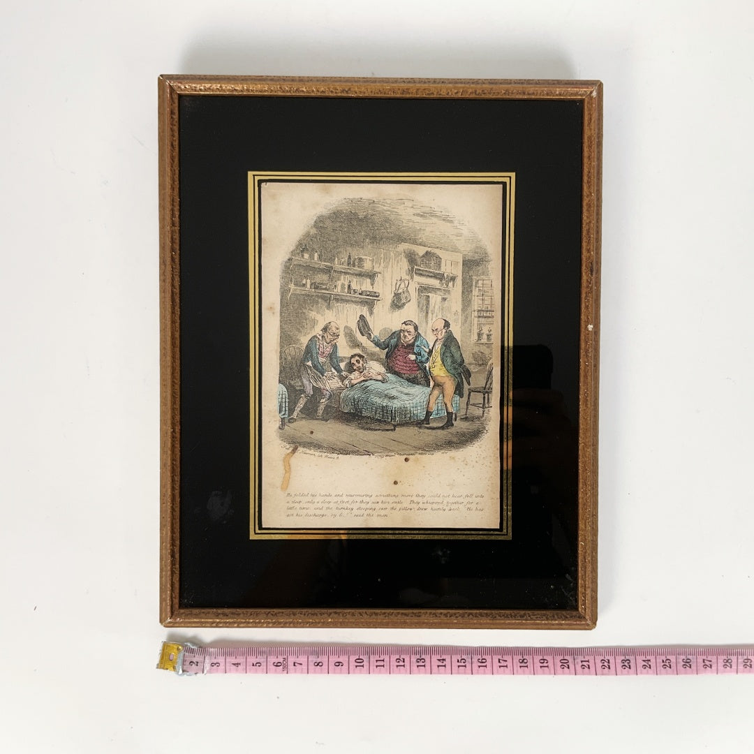 Antique Framed Oliver Twist Illustration Print by Thomas Onwhyn – Victorian