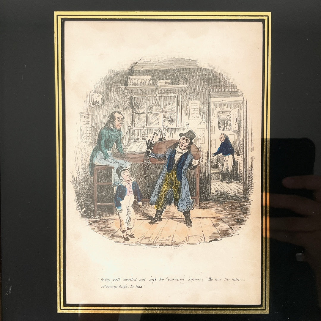 Antique Dickens “Nicholas Nickleby” Steel Engraving – Phiz – Framed