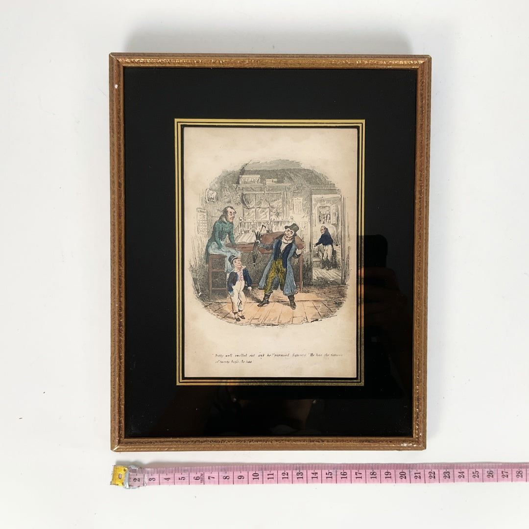 Antique Dickens “Nicholas Nickleby” Steel Engraving – Phiz – Framed