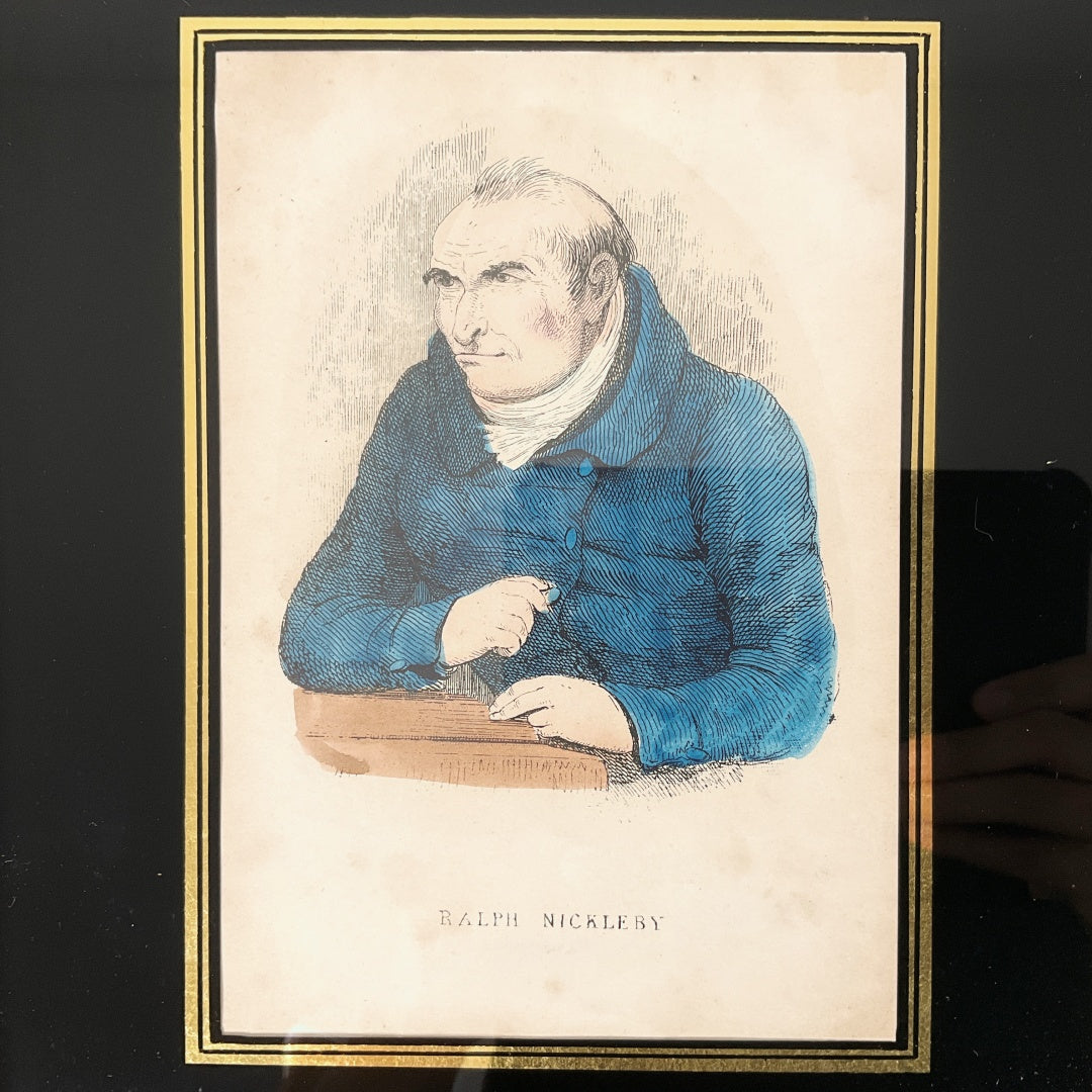 Antique Dickens “Ralph Nickleby” Portrait – Phiz – Framed