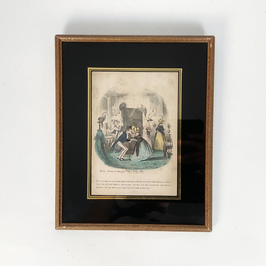 Antique Dickens “Nicholas Nickleby” Engraving – Phiz (H.K. Browne) c.1839 – Framed