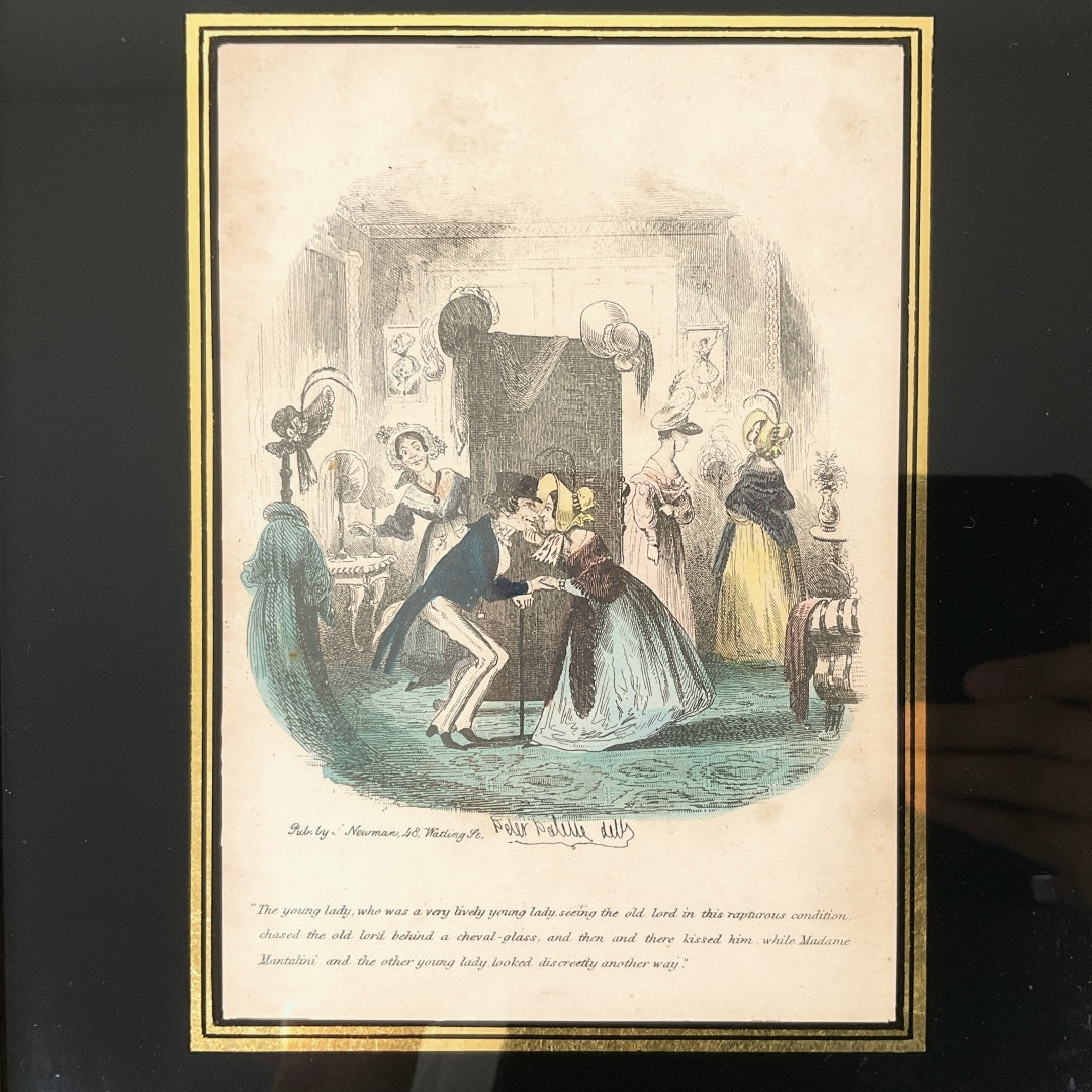 Antique Dickens “Nicholas Nickleby” Engraving – Phiz (H.K. Browne) c.1839 – Framed