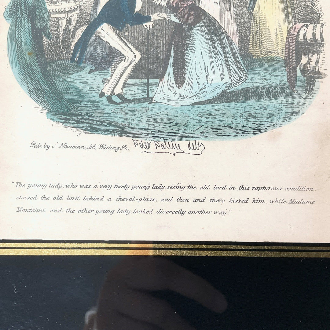 Antique Dickens “Nicholas Nickleby” Engraving – Phiz (H.K. Browne) c.1839 – Framed