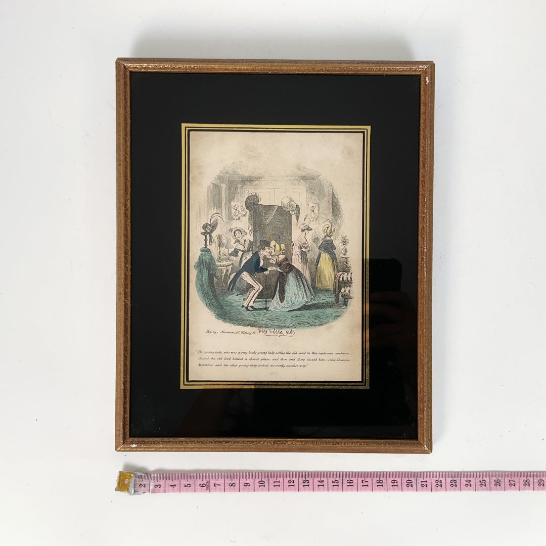Antique Dickens “Nicholas Nickleby” Engraving – Phiz (H.K. Browne) c.1839 – Framed